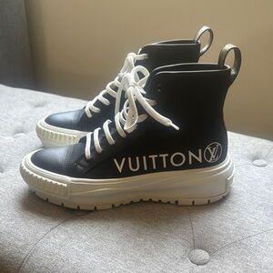 Louis Vuitton Black and White Sneakers with Chunky Sole